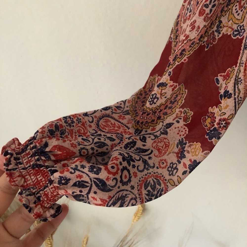 Knox Rose Bohemian Tassel Blouse in Red S - Picture 4 of 8
